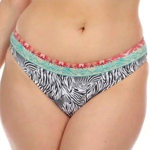 Johnny Was Zebra Print Bikini with Red and Green Accents